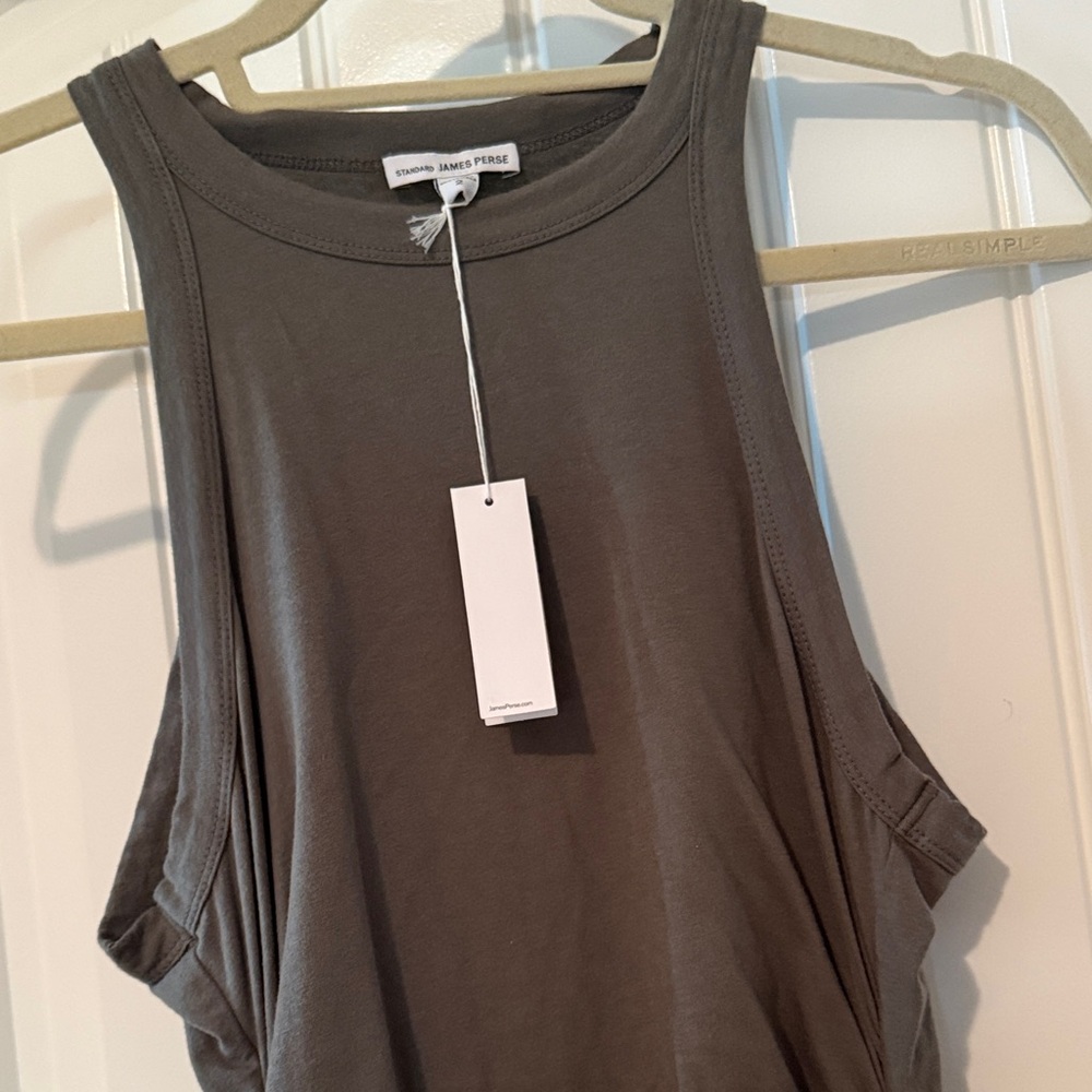 James Perse Charcoal Green Tank Dress